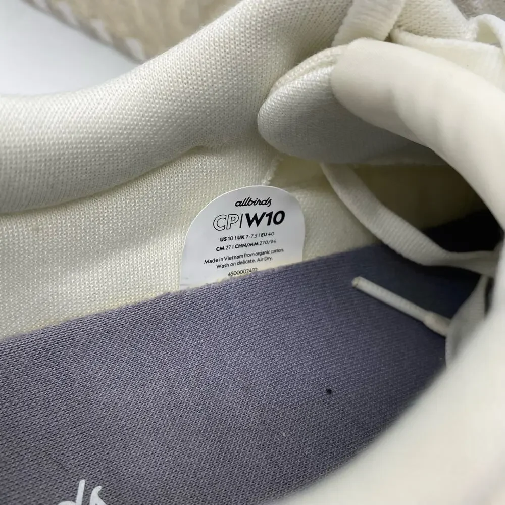 Allbirds Canvas Pacers Sneakers in Natural White Blizzard Sole Women's size 10